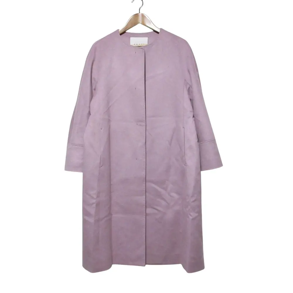 ANAYI アナイ カシミヤ100％ ノーカラーコート ロングコート 36 ピンク
