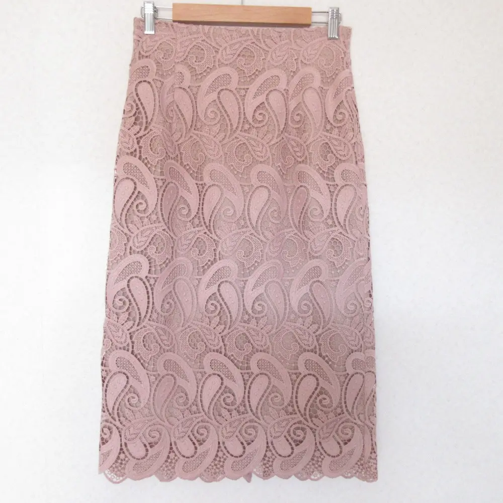 21AW ANAYI アナイ ペイズリーケミカルレース タイトスカート 38 ピンク