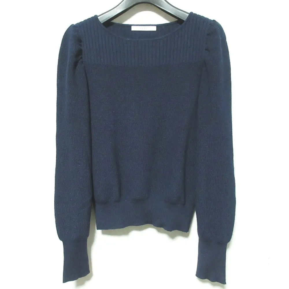 22SS ANAYI アナイ 長袖 ショート丈 ニット プルオーバー セーター 38 ネイビー