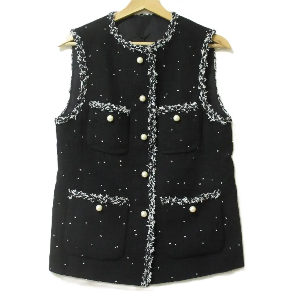 24SS ANAYI アナイ モールコンビ クルーネックジレ ニット ベスト