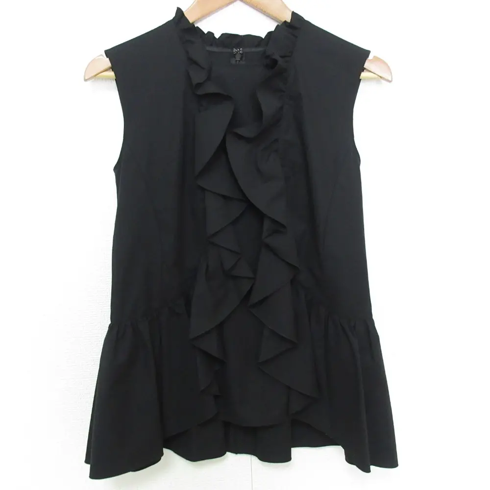 23AW ANAYI アナイ ノースリーブ フリルブラウス サイズ38 ブラック