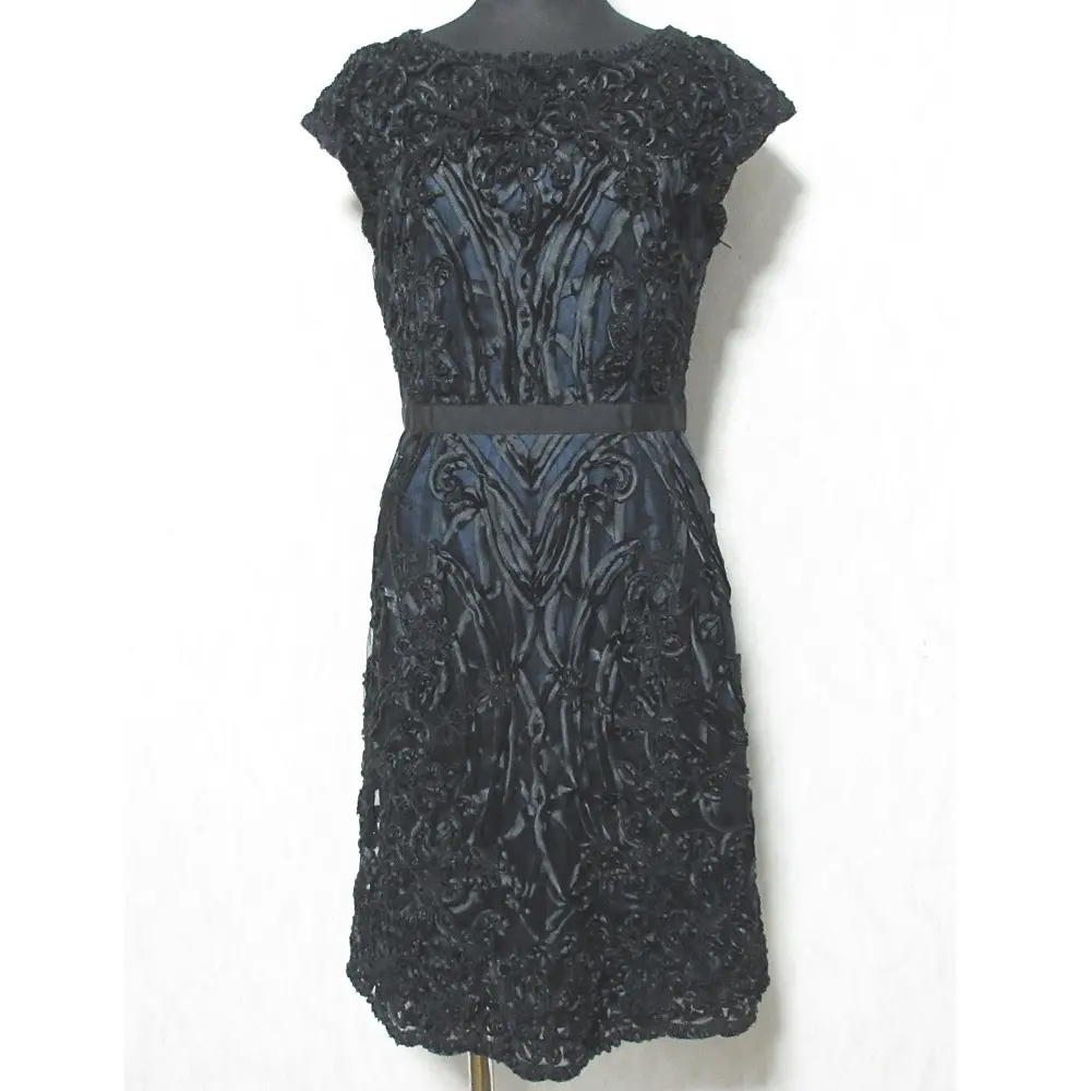 ANAYI アナイ エンブロイダリー チュール ドレスワンピース 36 ブラック ネイビー