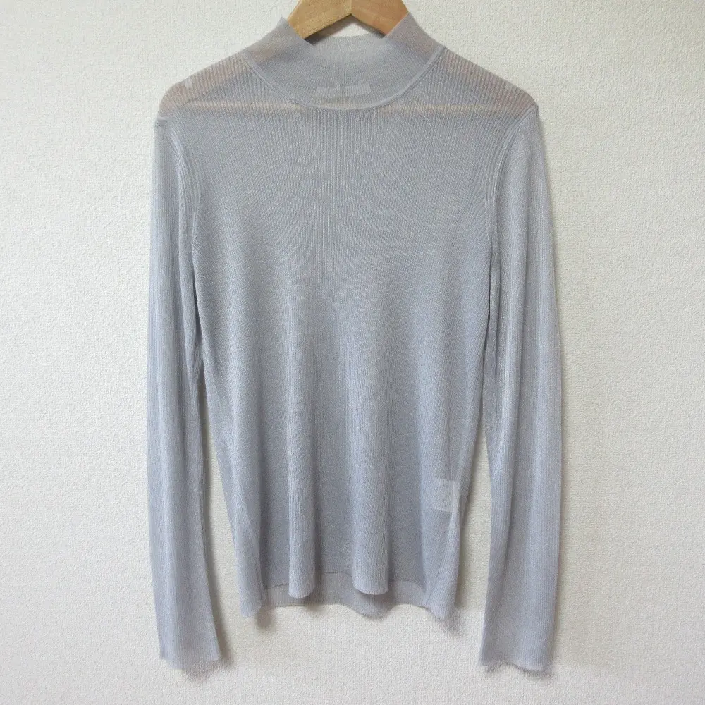 24AW ANAYI アナイ シアーLUREXリブ プルオーバー ハイネック ニット カットソー 10242816200 38 シルバー