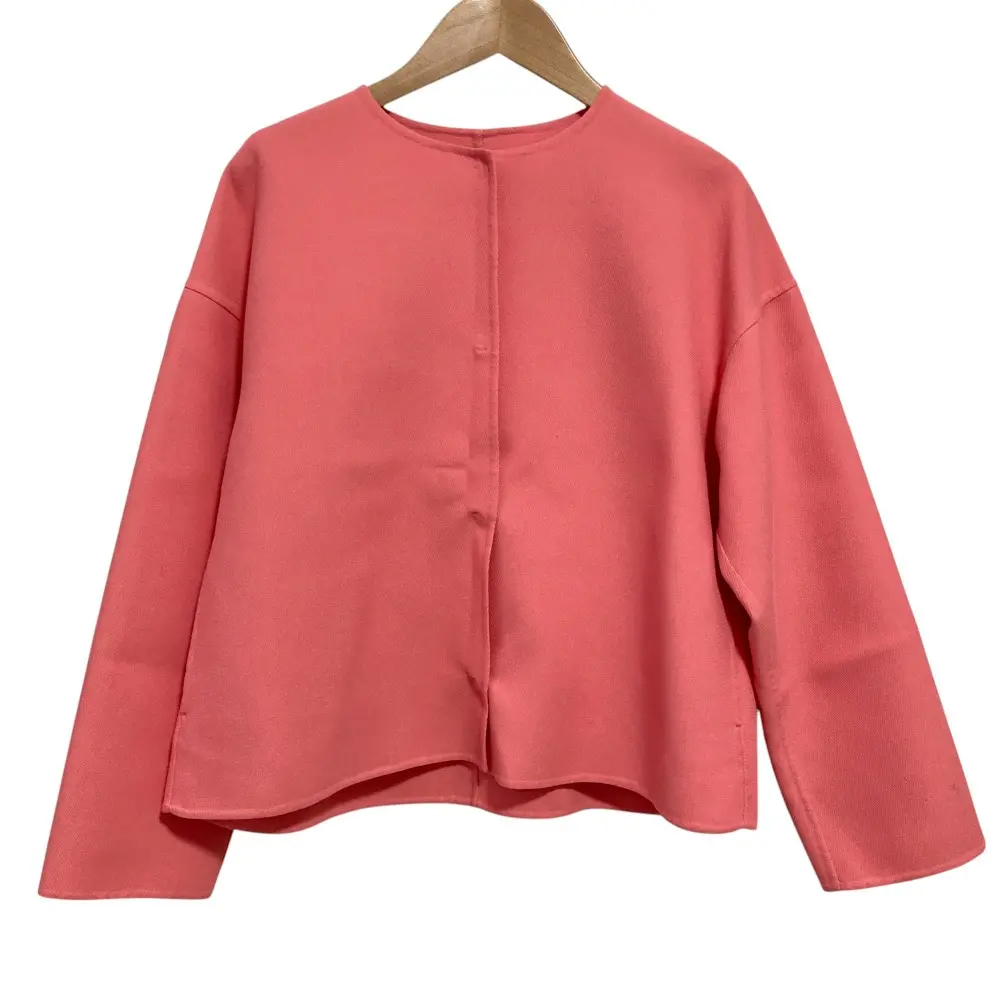ANAYI アナイ ストレッチ ノーカラー ジャケット 38 コーラルピンク