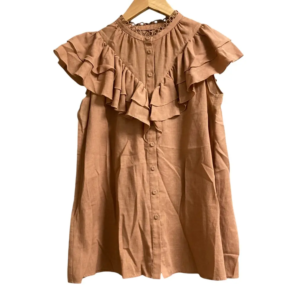 22SS ANAYI アナイ 強撚ボイルダブルラッフルブラウス シャツ 10222713130 サイズ38 ブラウン