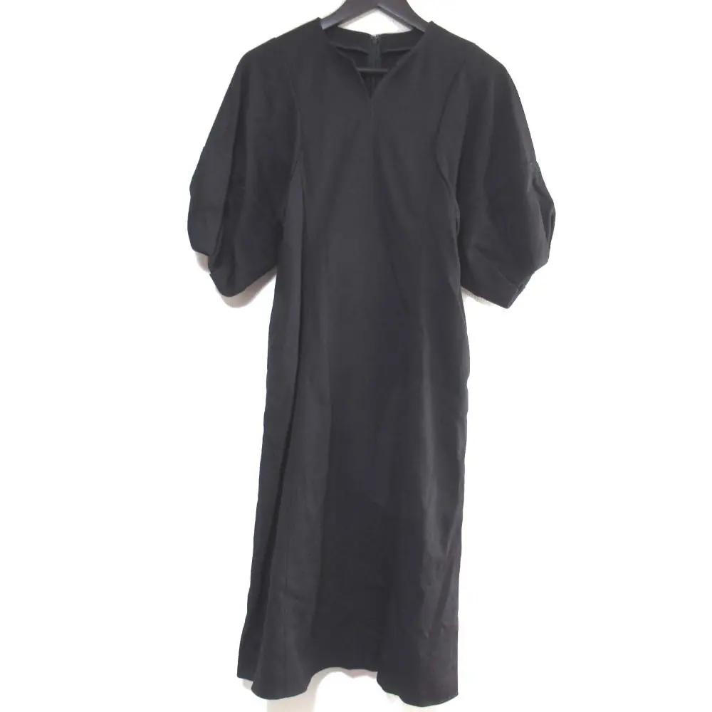 ANAYI アナイ バックサテンプリーツワンピース 長袖 ベルテッド ロング