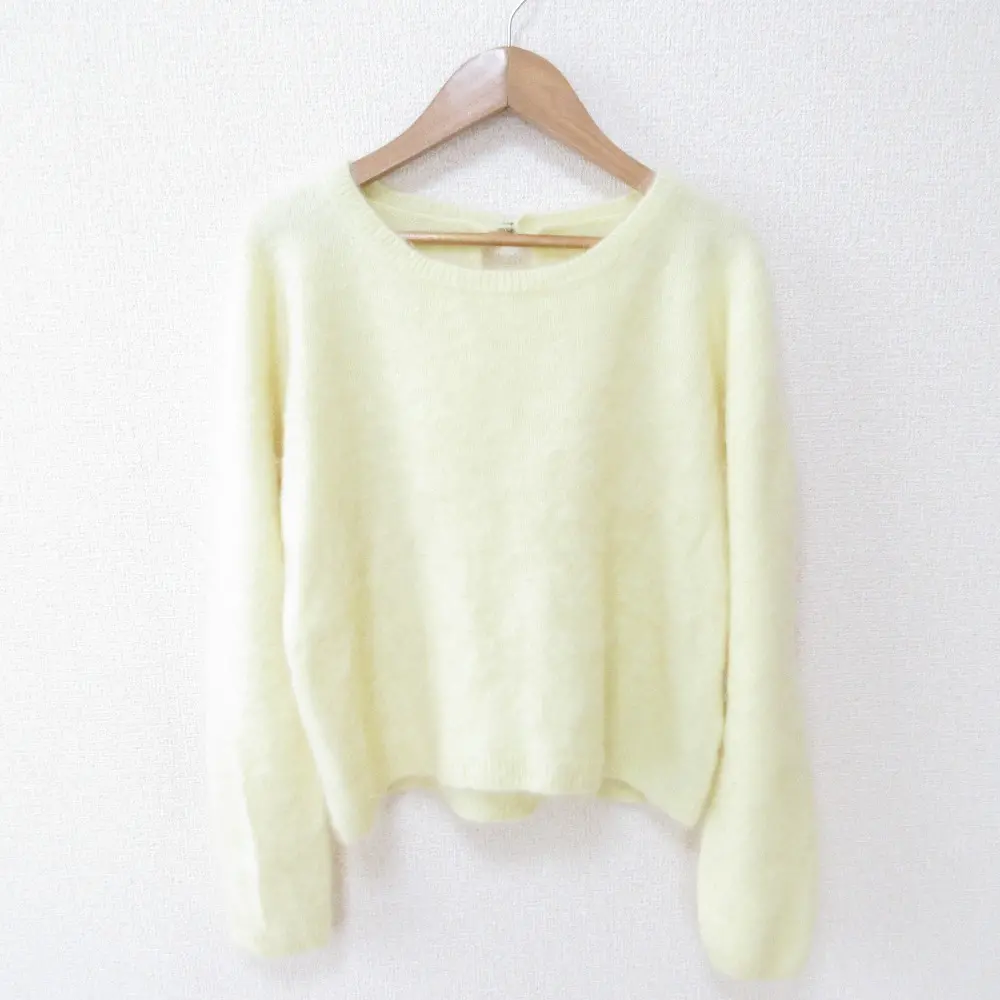 ANAYI アナイ カシミヤ100% ロングスリーブ ニット セーター 38 イエロー