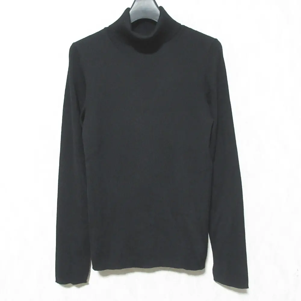 22AW ANAYI アナイ ウール×シルク タートルネックリブニットセーター サイズ38 ブラック
