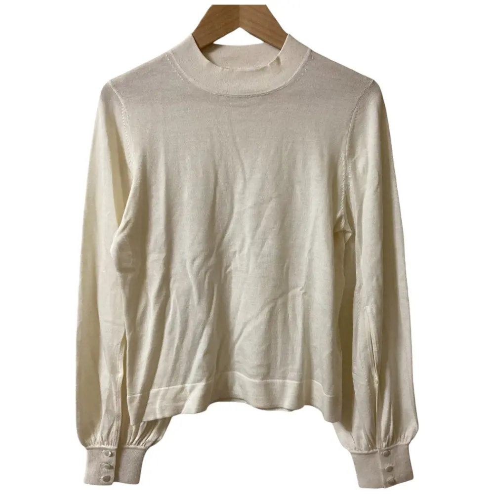 23AW ANAYI アナイ ウールシルク袖スリットハイネック プルオーバー ニット カットソー 36 オフホワイト