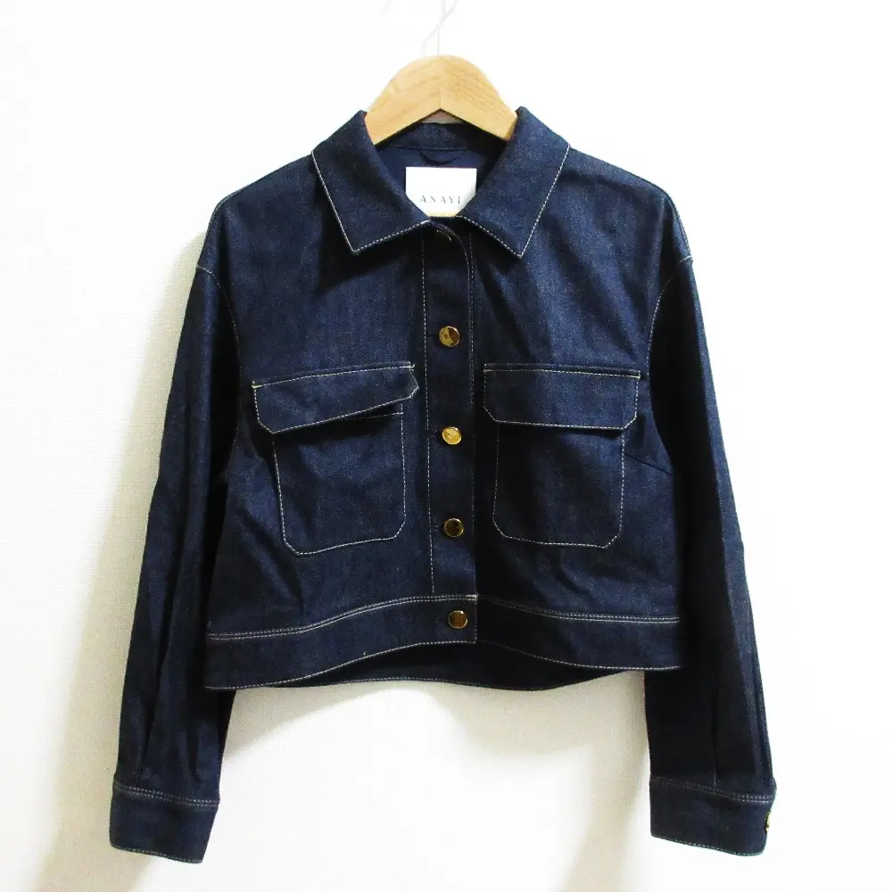 23AW ANAYI アナイ デニムライクポケットコクーンジャケット クロップド ブルゾン 10232710110 サイズ36 インディゴ