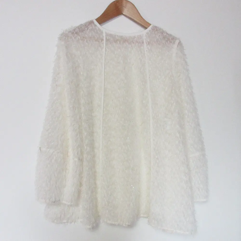 24SS ANAYI アナイ カットジャガードフレア ブラウス 長袖 プルオーバー 10242713470 サイズ36 ホワイト