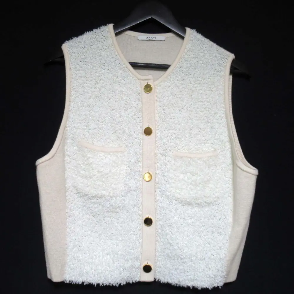 24SS ANAYI アナイ モールコンビ クルーネックジレ ニット ベスト