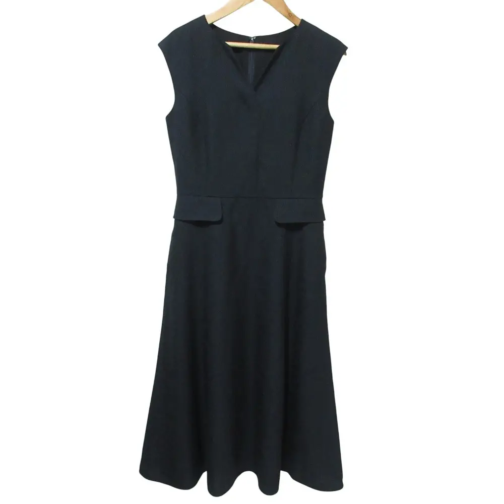 23SS ANAYI アナイ Vネック スリーブレス ロング ワンピース 36 ネイビー