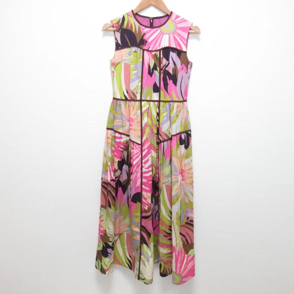 23SS ANAYI アナイ グラフィカルフラワープリント フレア ワンピース サイズ36 マルチカラー