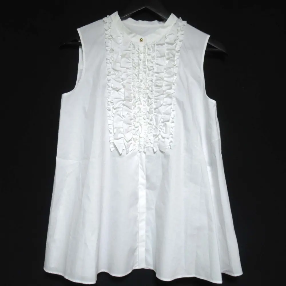 25SS ANAYI アナイ タイプライター ノースリーブ フリル ブラウス サイズ38 ホワイト