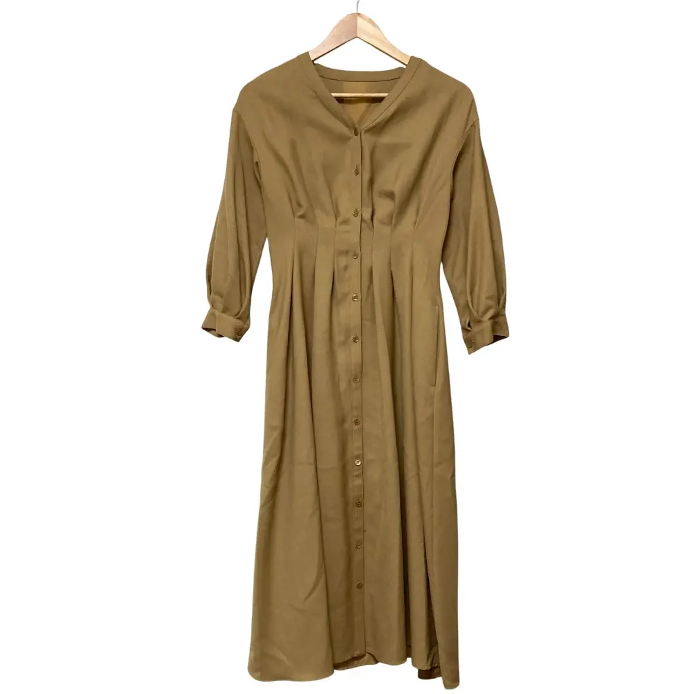 ANAYI アナイ バックサテンプリーツワンピース 長袖 ベルテッド ロング