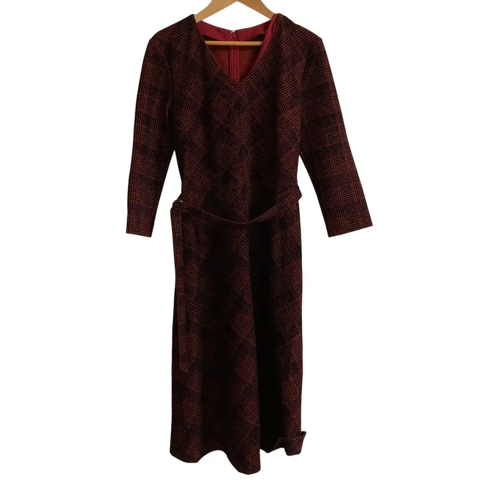 ANAYI アナイ フロッキーチェック ワンピース サイズ38 レッド