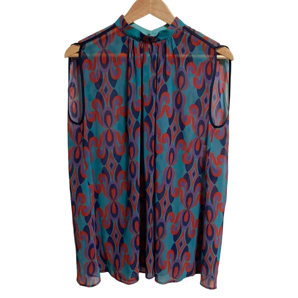 23AW ANAYI アナイ ジオメトリック シアーブラウス サイズ38 ブルー