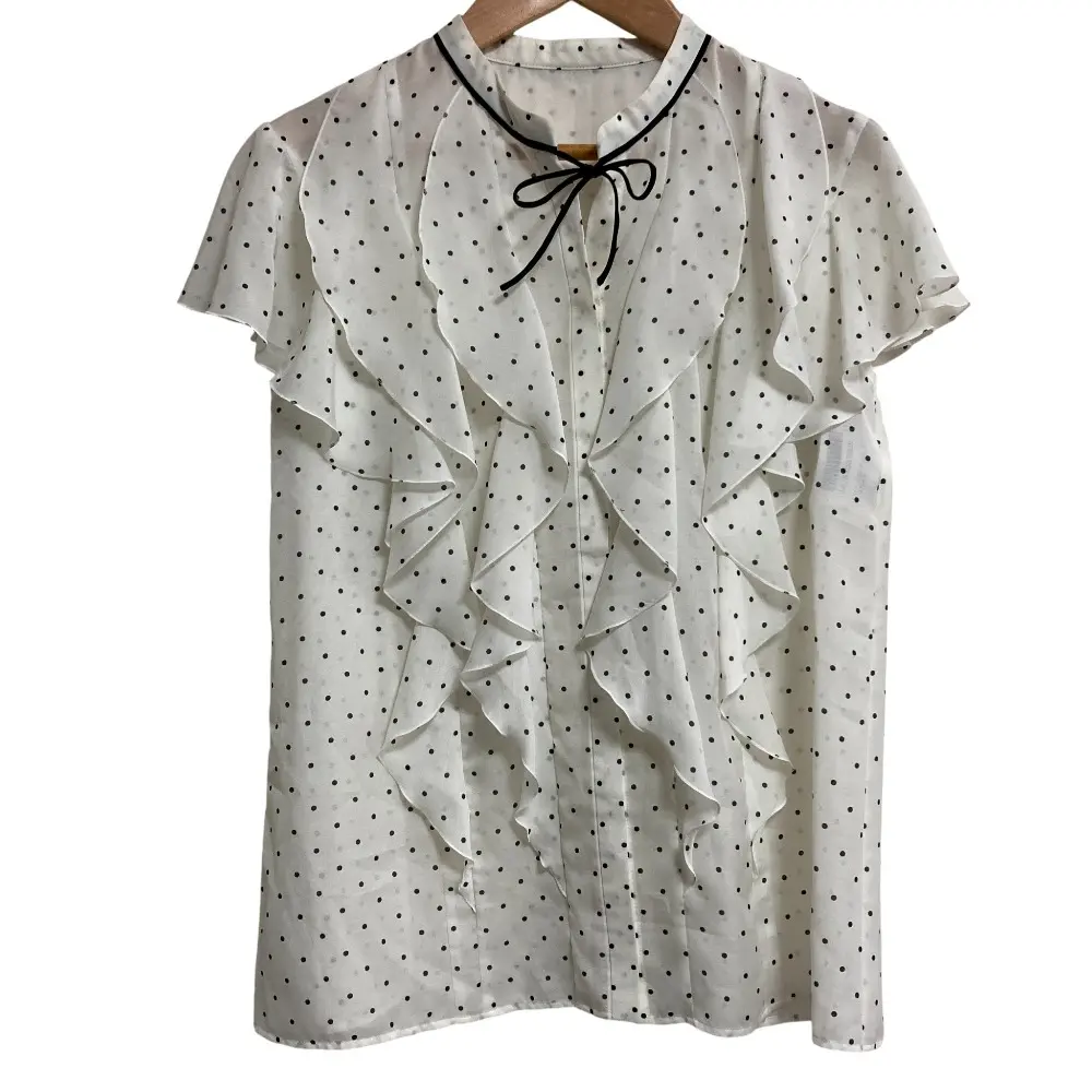 22SS ANAYI アナイ ドット フリル ブラウス サイズ38 ホワイト