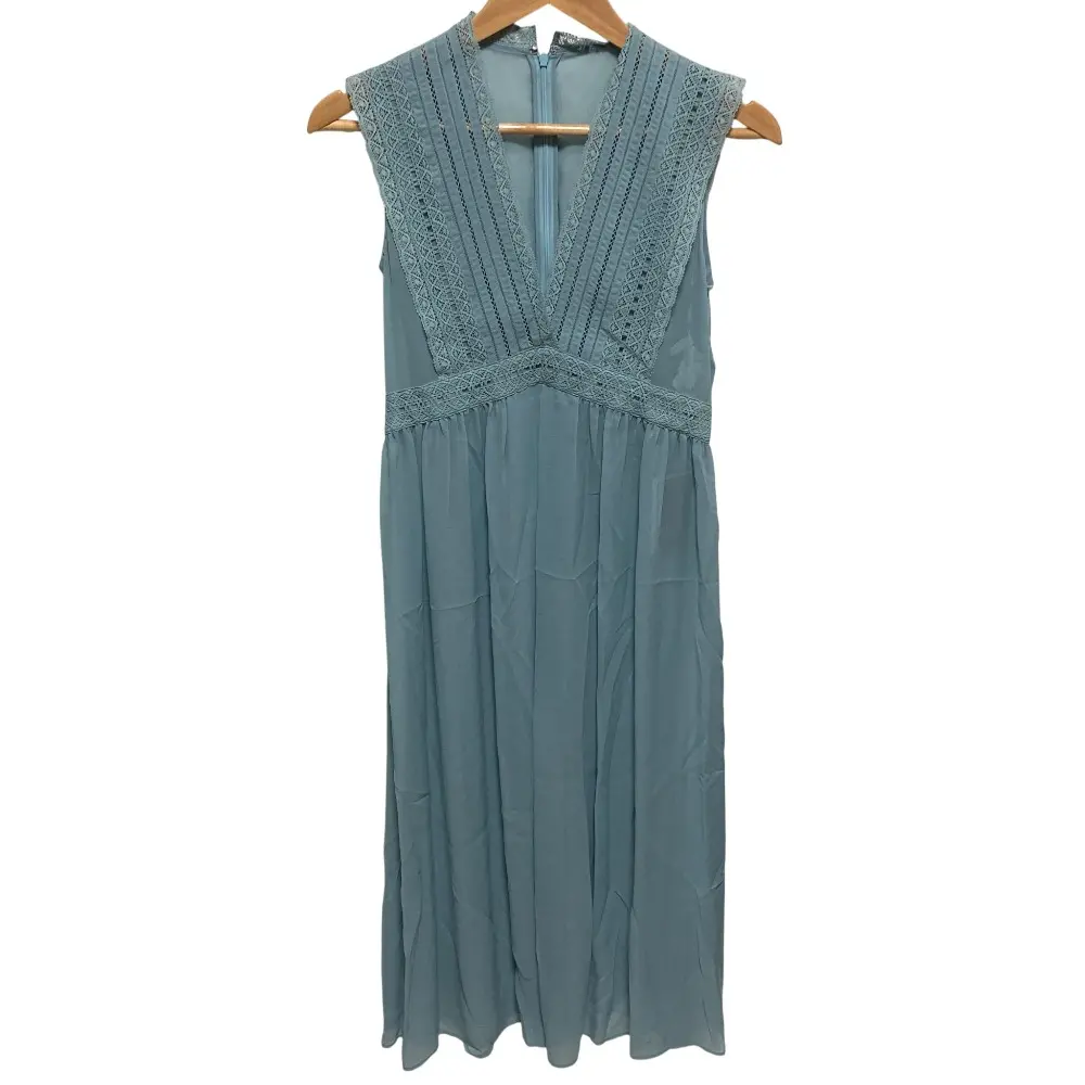 ANAYI アナイ キュプラローンVネックOP ノースリーブ ロング ドレス ワンピース サイズ36 ミントグリーン
