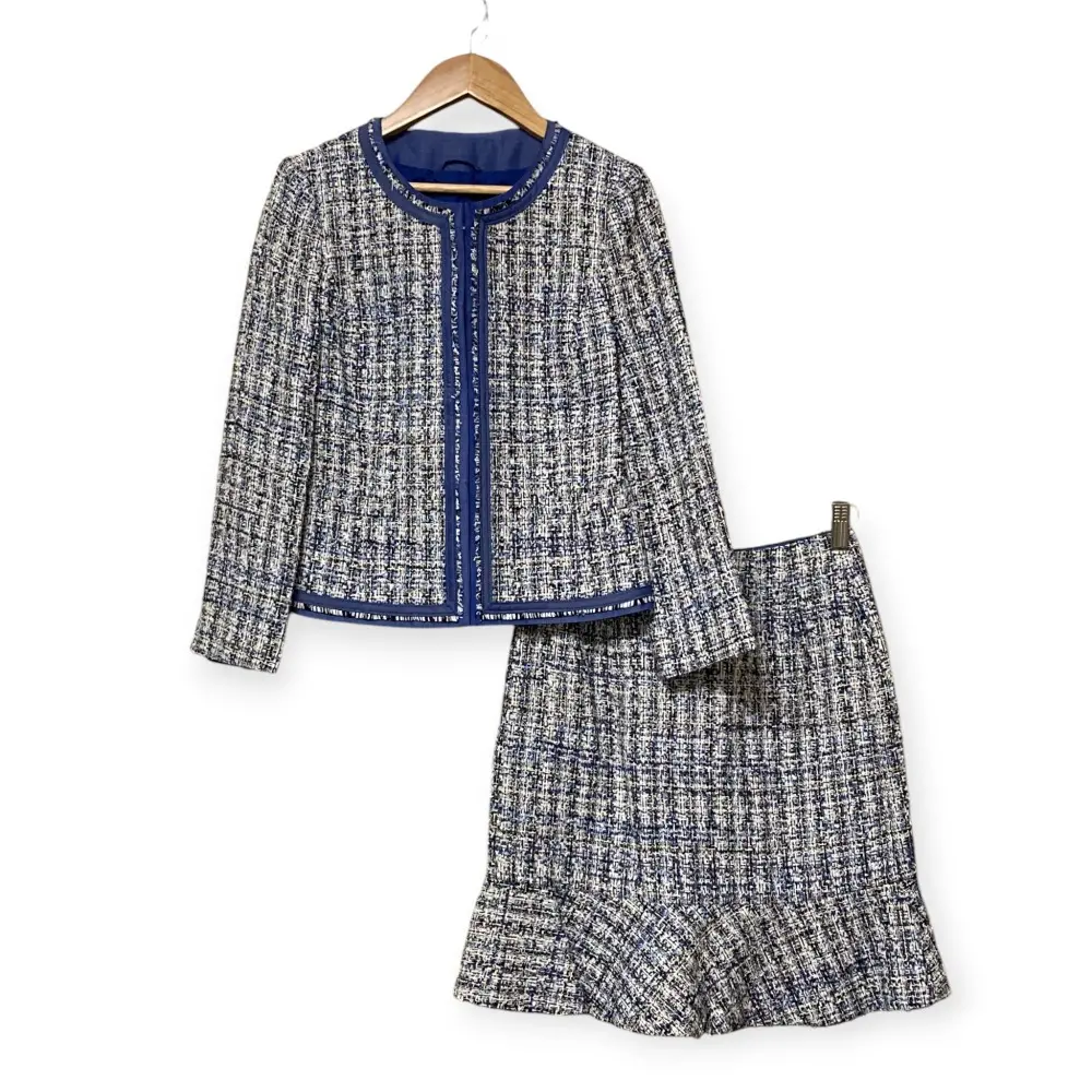 ANAYI アナイ ツイード ノーカラージャケット ミニスカート ショートパンツ 3点セット セットアップ サイズ36 ブルー 