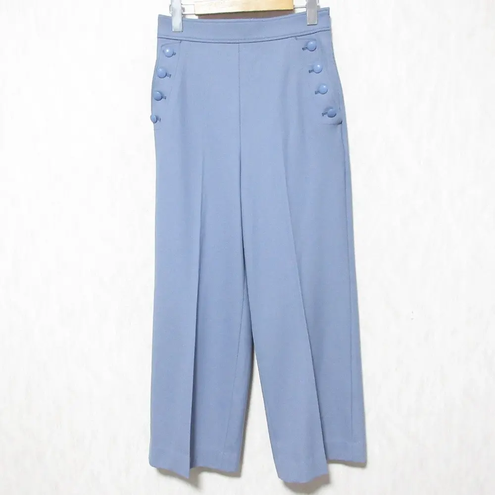 24AW ANAYI アナイ ツイル裏起毛サイドボタンパンツ 10242712270 サイズ36 ブルー
