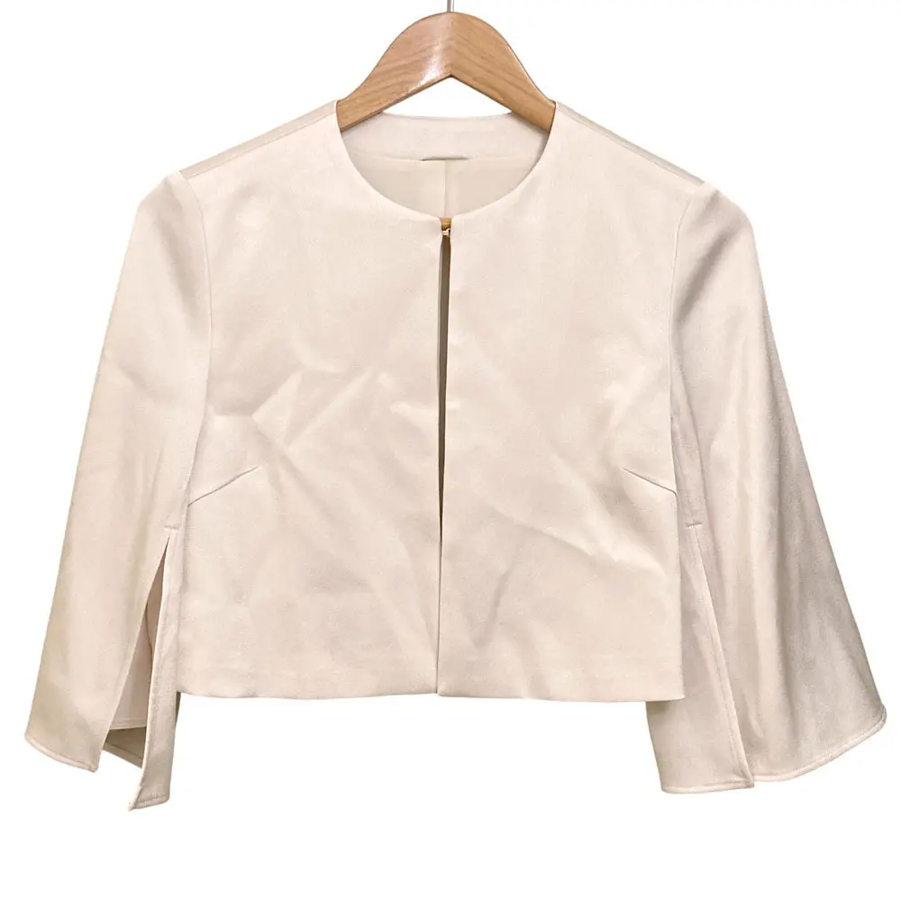 24AW ANAYI アナイ トリアセサテンボレロ ノーカラージャケット サイズ38 ベージュ