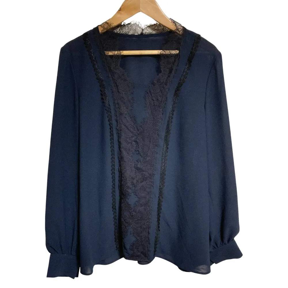 ANAYI アナイ レース ロングスリーブ カットソー 38 ネイビー