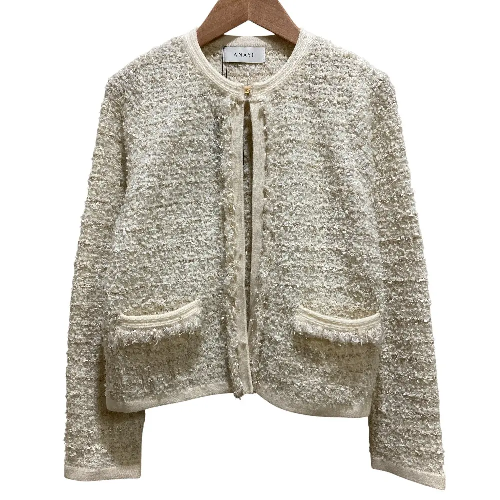 ANAYI アナイ ツイード ノーカラージャケット SIZE36 オフホワイト