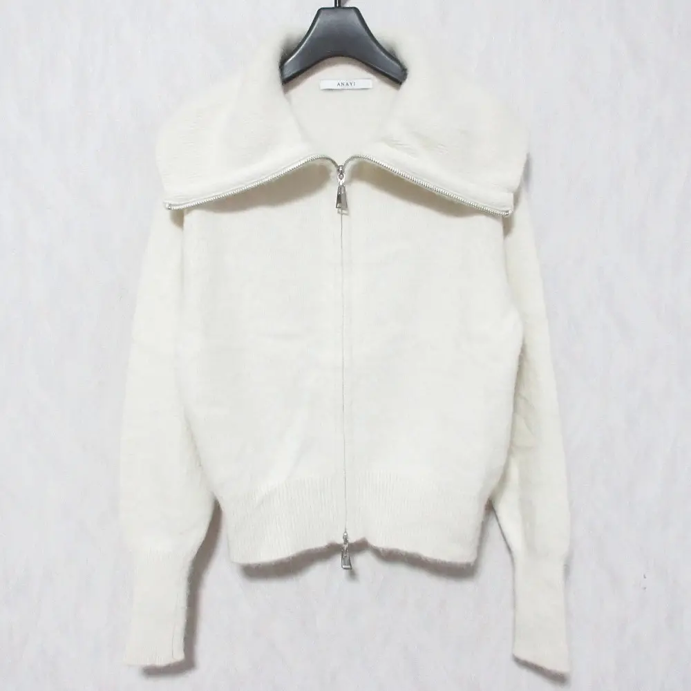 25AW ANAYI アナイ フラッフィジップアップ ニットカーディガン 102528-16-390-02-360 36 アイボリー