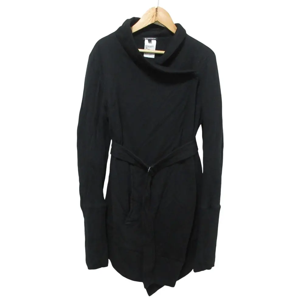 ANN DEMEULEMEESTER アンドゥムルメステール 黒タグ 本人期 パデッドラップジャケット カーディガン 34 ブラック