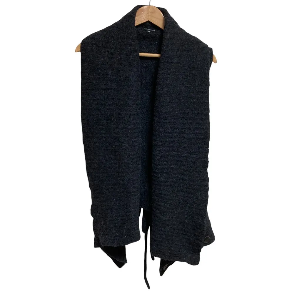 ANN DEMEULEMEESTER アンドゥムルメステール 黒タグ 本人期 アルパカブレンドニットベスト ジレ サイズ36 ダークグレー
