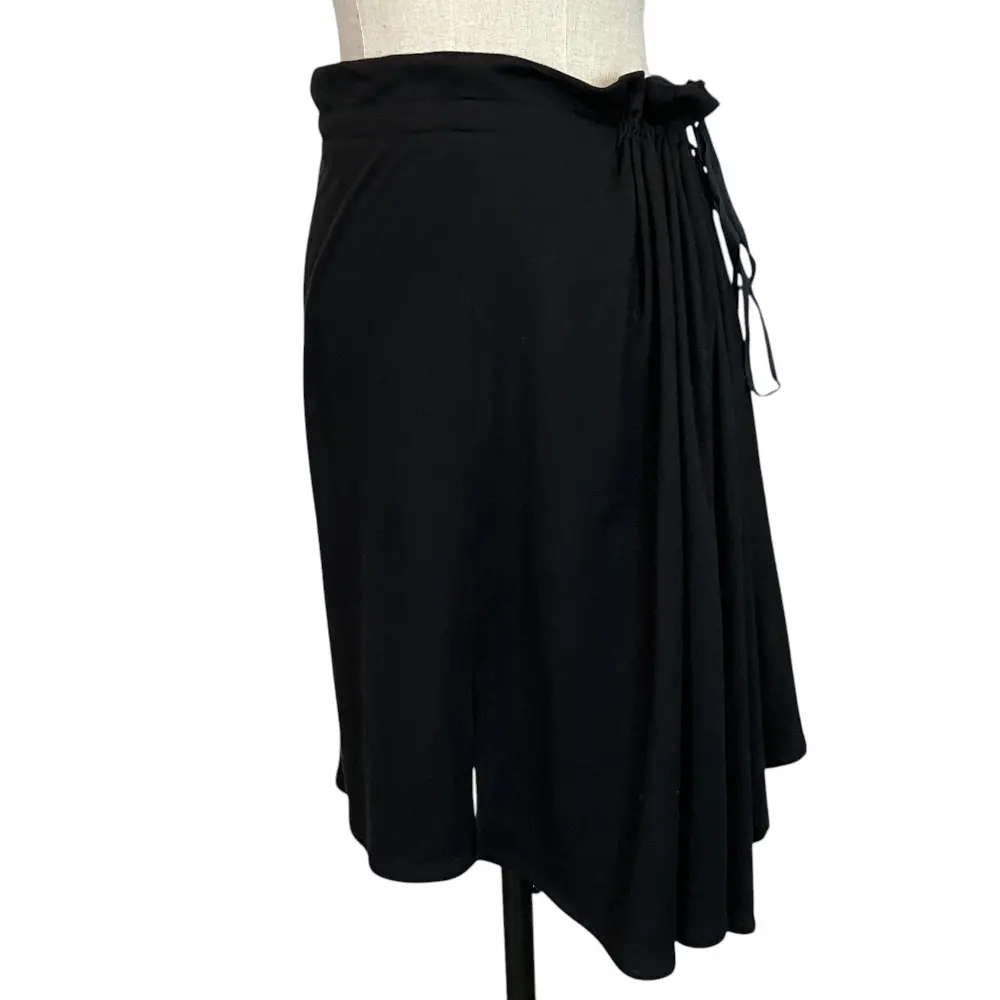 Ann Demeulemeester アンドゥムルメステール サイドギャザーリボン ひざ丈 スカート 38 ブラック
