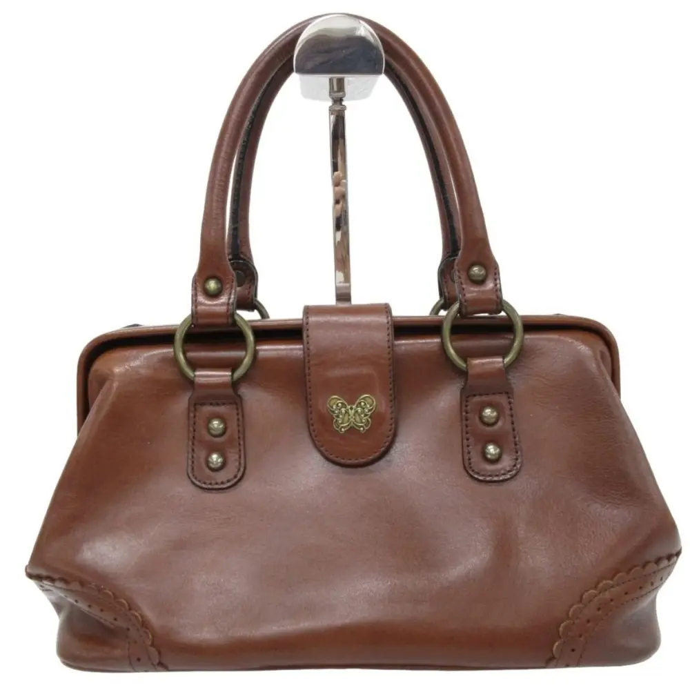 ANNA SUI アナスイ 蝶々金具 ボストンバッグ ハンドバッグ ダレスバッグ ブラウン