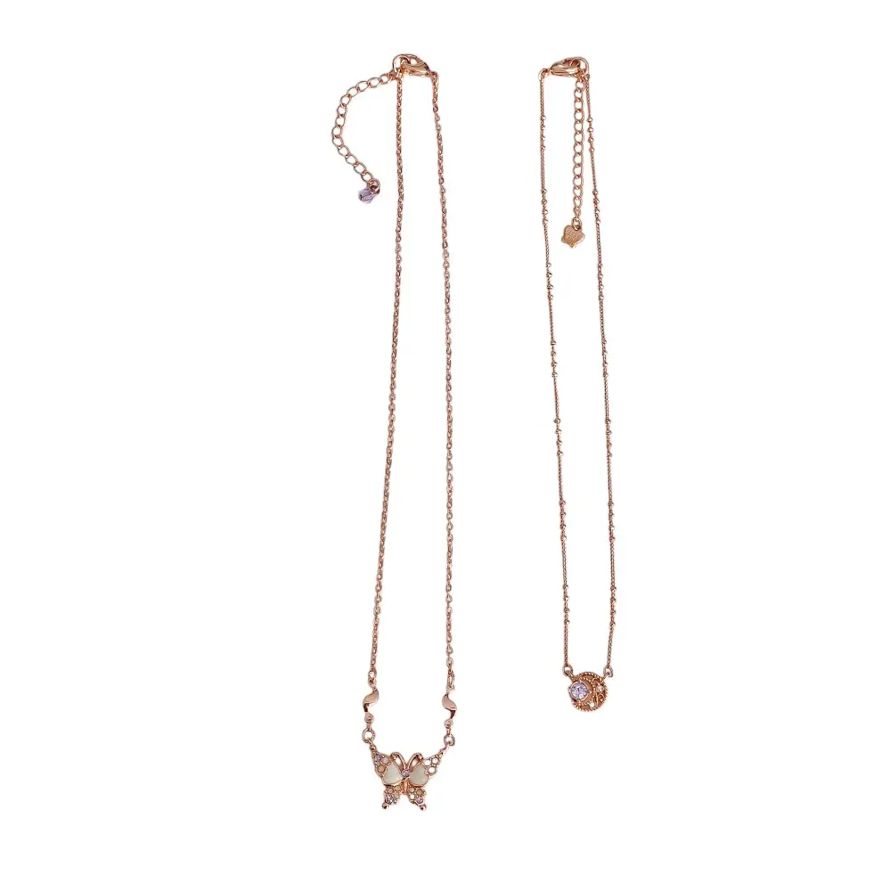 ANNA SUI アナスイ バタフライ×ムーンモチーフ チェーン ペンダント ネックレス アクセサリー 箱付き ピンクゴールド