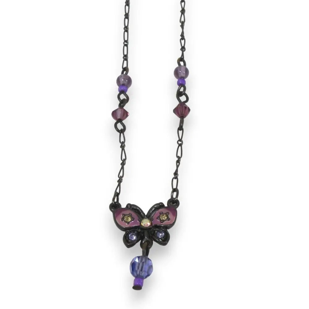 ANNA SUI アナスイ バタフライモチーフ ネックレス ペンダント アクセサリー パープル×ブラウン