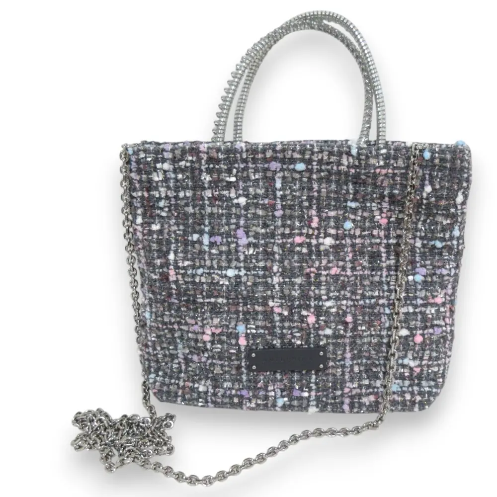 23AW ANTEPRIMA アンテプリマ ワイヤー ツイード スモール 2WAY ハンドバッグ ショルダーバッグ グレー×ピンク