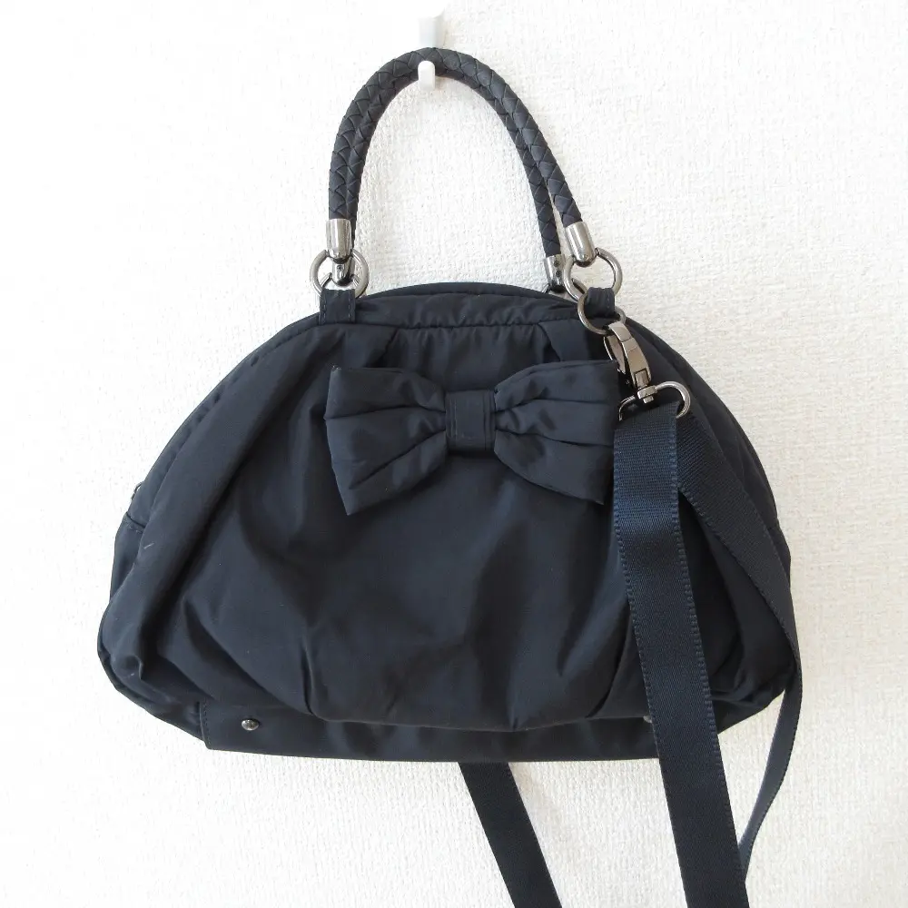 ANTEPRIMA MISTO アンテプリマミスト リボン 2WAY ショルダーバッグ ハンドバッグ ネイビー