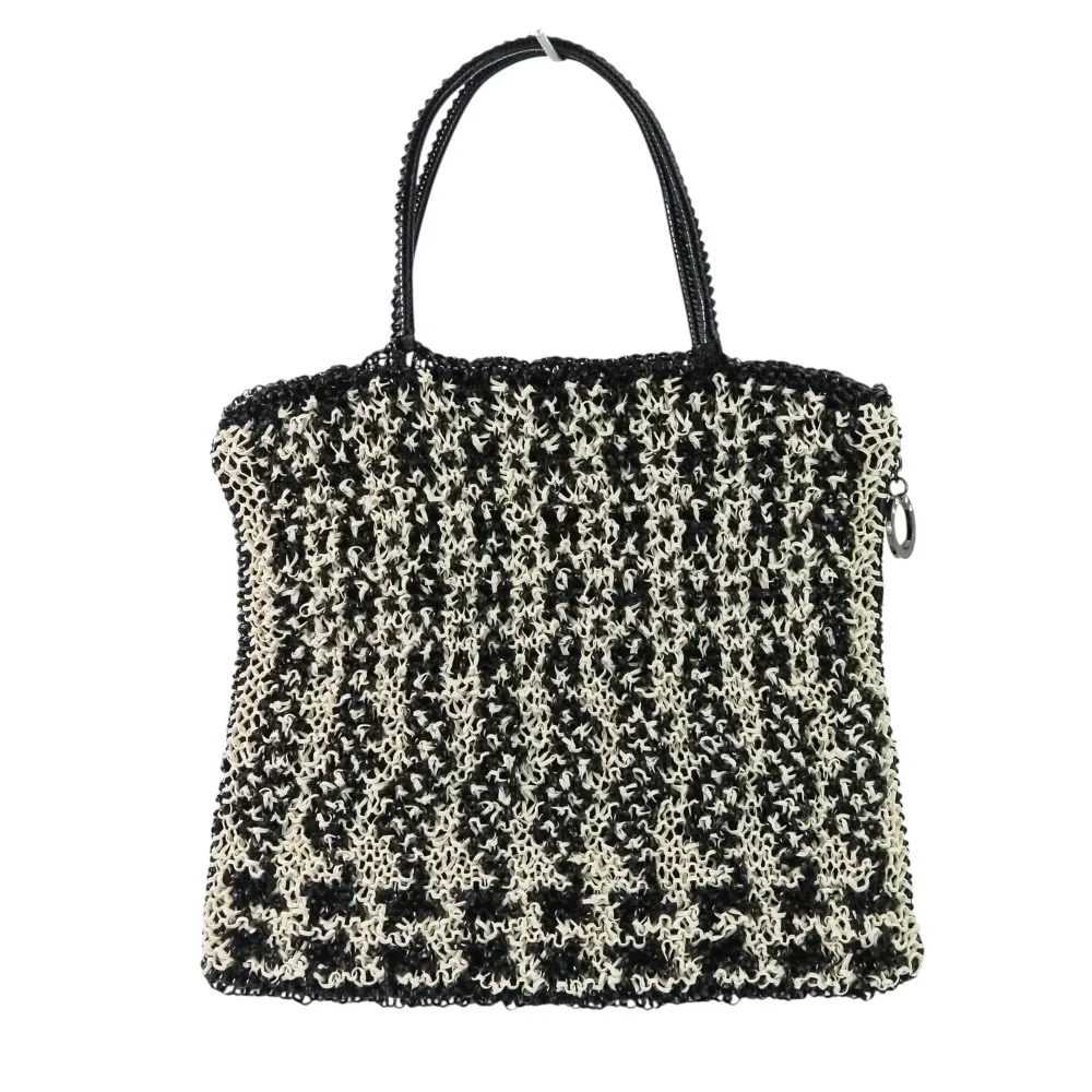 ANTEPRIMA アンテプリマ タータン 裏地付き ワイヤーバッグ トートバッグ ブラック ホワイト