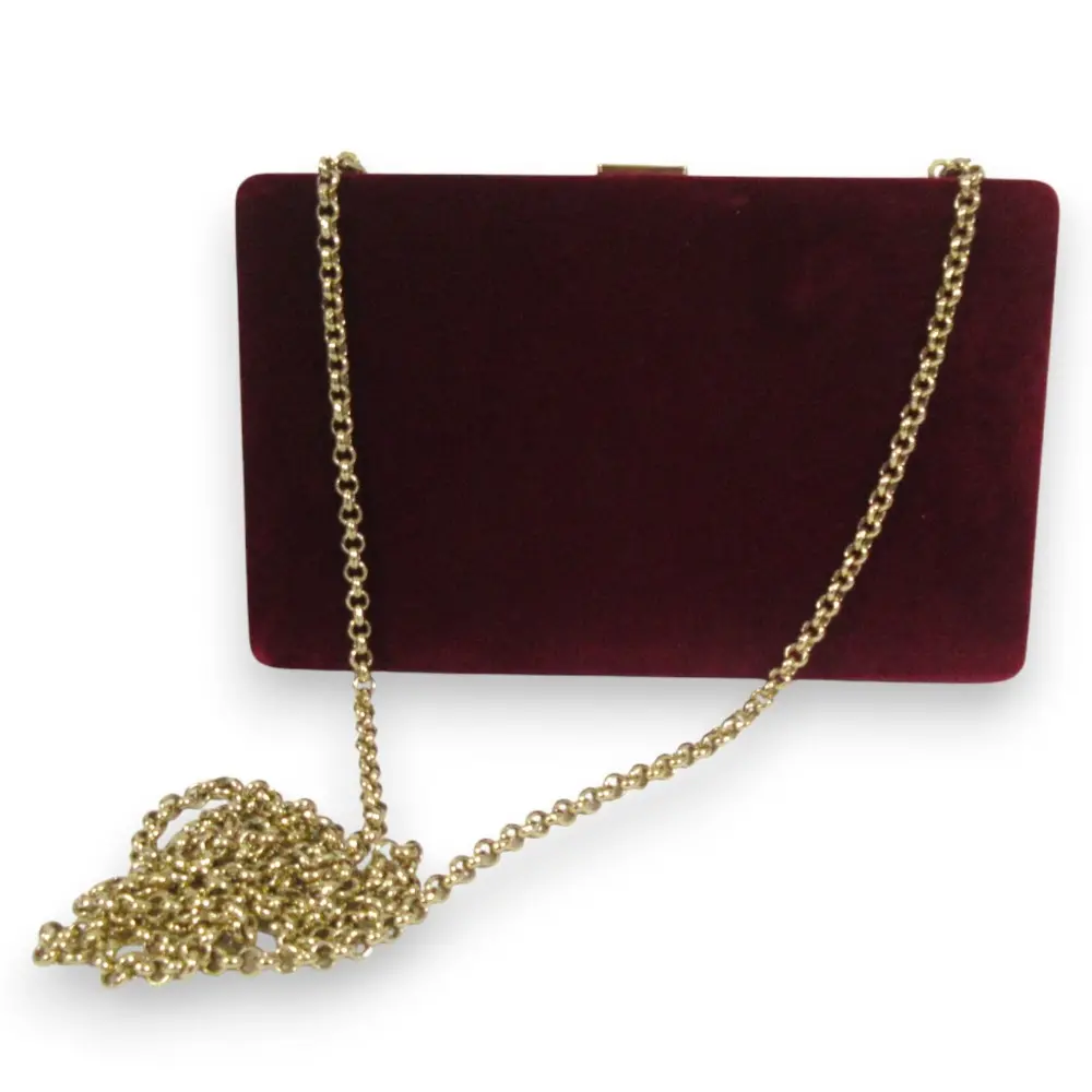 ANYA HINDMARCH アニヤハインドマーチ ベルベット 2way クラッチ チェーンショルダーバッグ パーティバッグ ボルドー