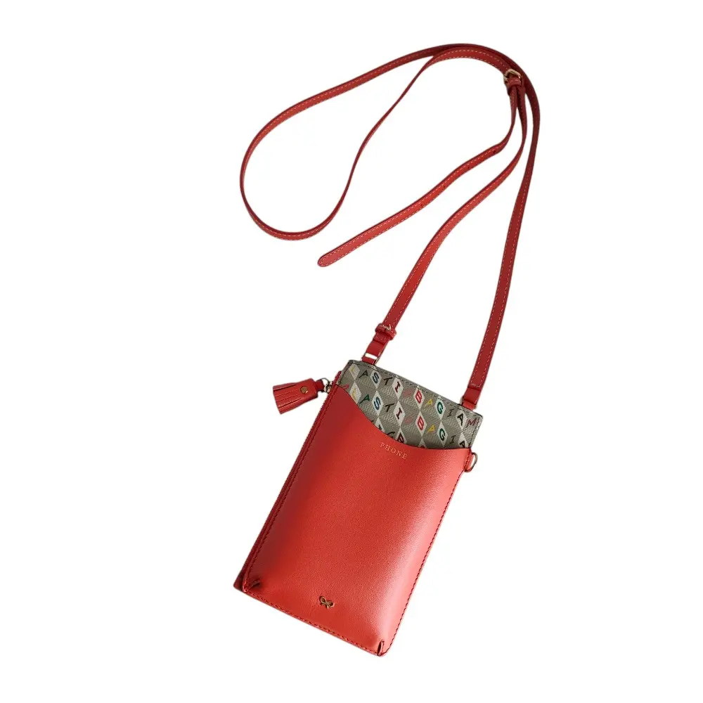 ANYA HINDMARCH アニヤハインドマーチ I AM A PLASTIC BAG Zip Phone Pouch ショルダーポーチ スマホケース オレンジ