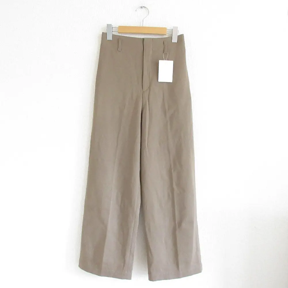 AP STUDIO エーピーストゥディオ Gabardineパンツ ギャバジン ワイド スラックス 小さいサイズ 32 キャメル