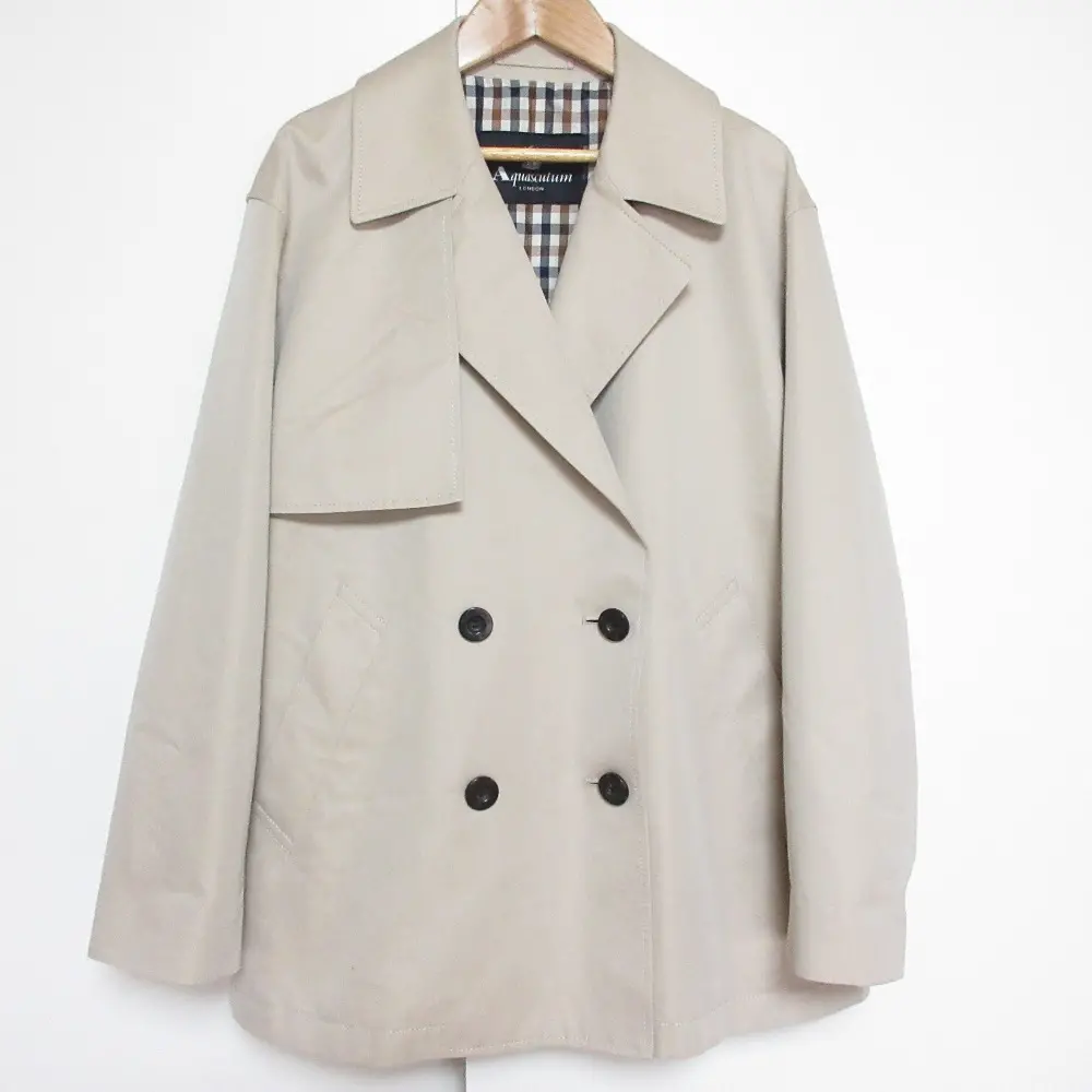25AW Aquascutum アクアスキュータム SHORT TRENCH COAT ショートトレンチコート サイズ8 ベージュ