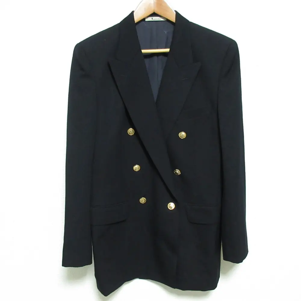 Aquascutum アクアスキュータム 金ボタン ダブルブレスト ブレザー テーラードジャケット 紺ブレ サイズ11 ネイビー