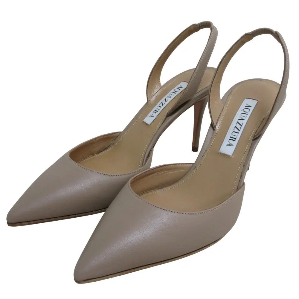 23SS AQUAZZURA アクアズーラ SO NUDE PUMP 85 ポインテッドトゥ スリングバック パンプス 36 23.0cm相当 グレージュ