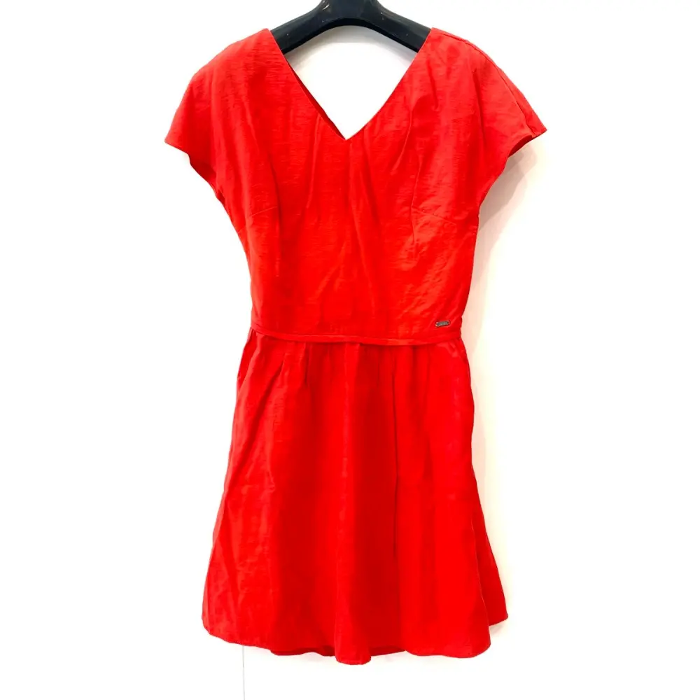 ARMANI EXCHANGE アルマーニ エクスチェンジ ストレッチ バックデザイン フレンチスリーブ ワンピース ドレス 4 レッド