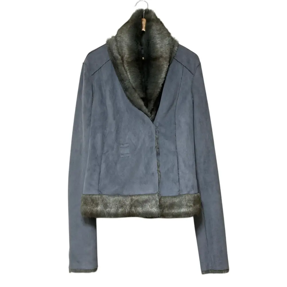 ARMANI JEANS アルマーニジーンズ フェイクムートンジャケット ショートコート サイズ38 ブルーグレー