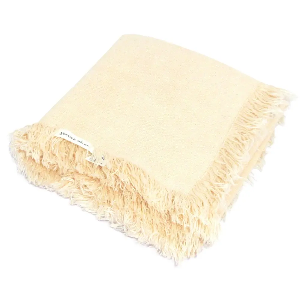 ASAUCE MELER アソースメレ リネン 大判フリンジストール ショール ベージュ