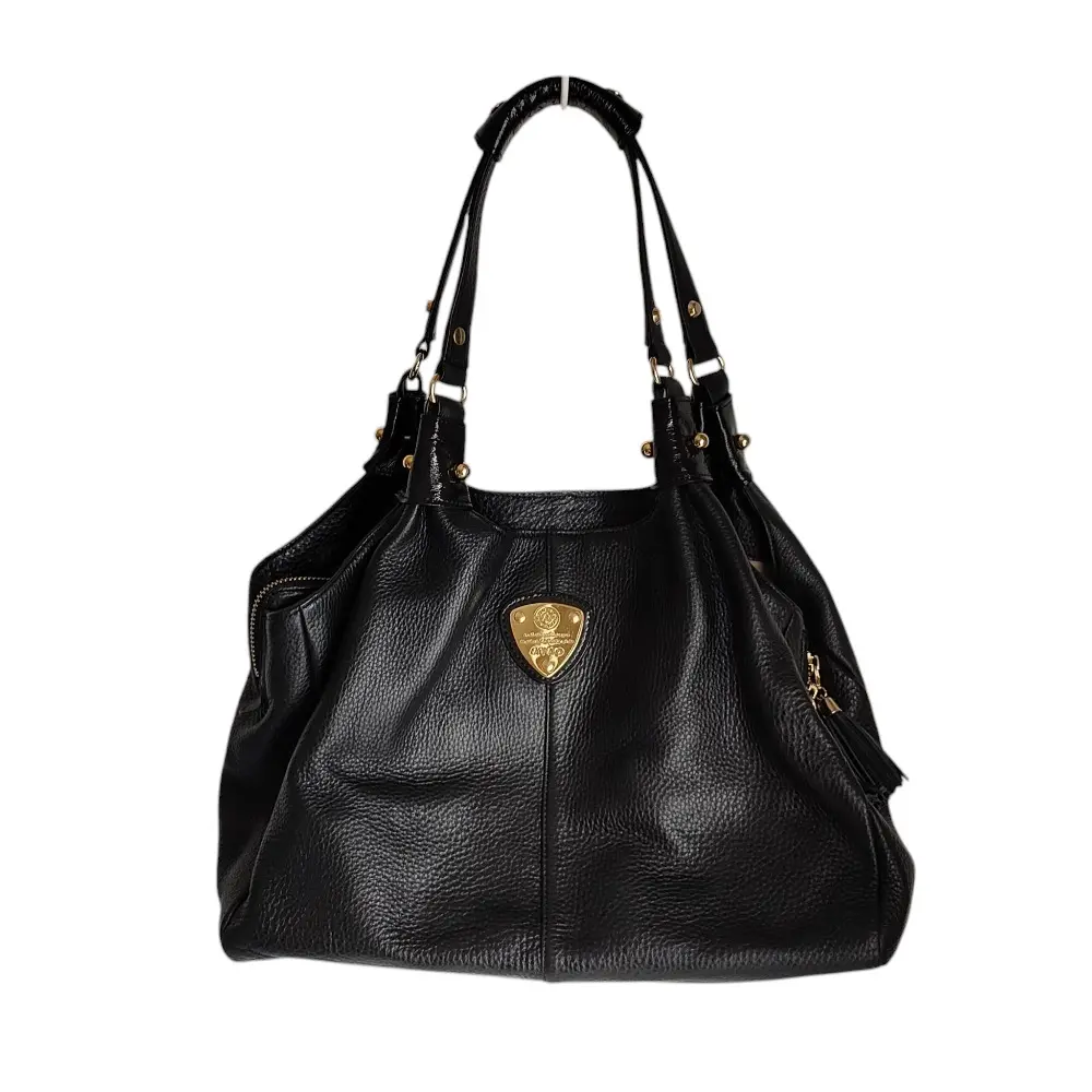 ATAO アタオ アンディ レザー メタルロゴ ハンドバッグ トートバッグ セミショルダーバッグ ブラック