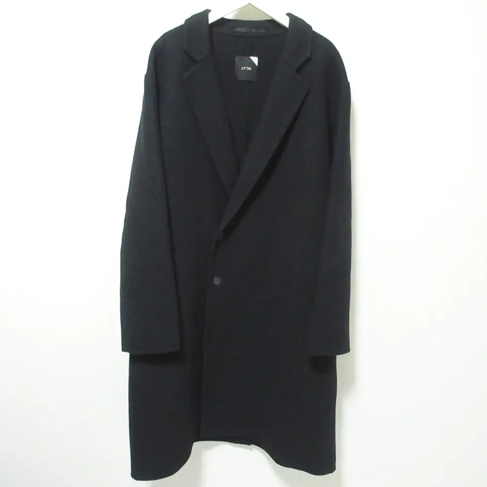 ATON エイトン SUPER 160S DOUBLE MELTON COAT チェスターコート 4 ブラック